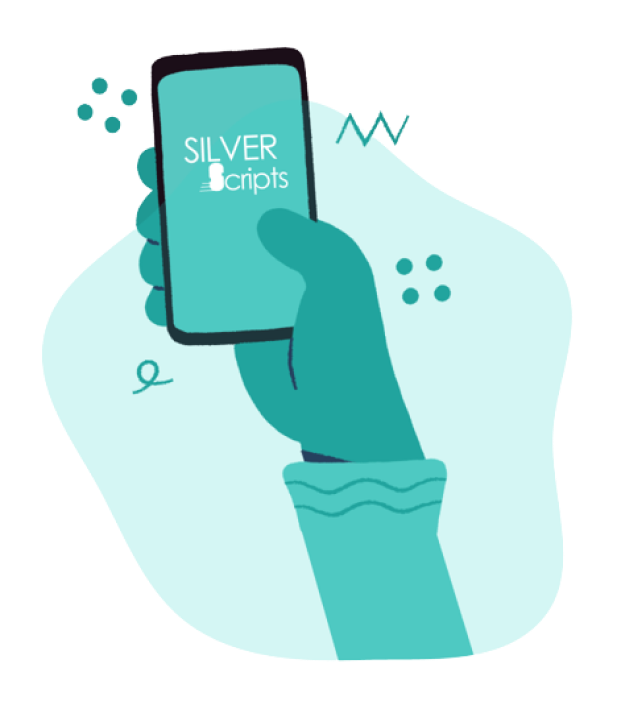 Illustration of person using silver script app to register